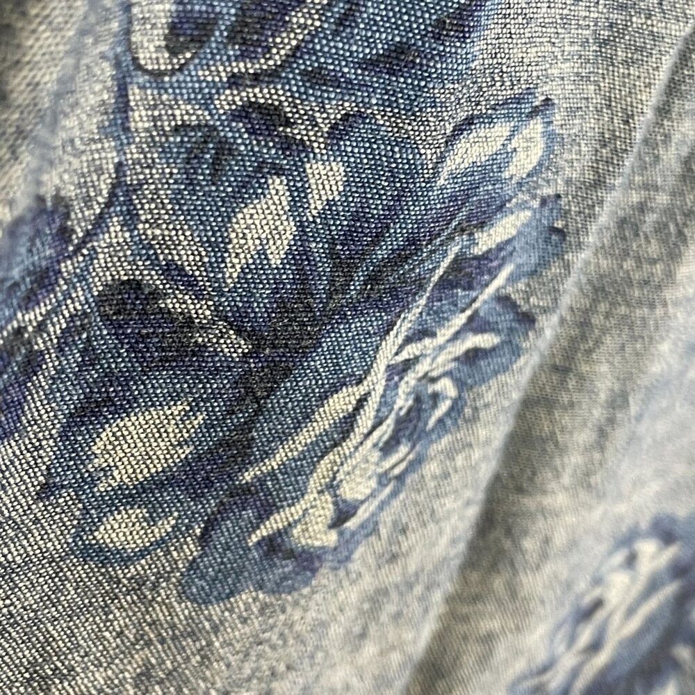 Gap 1969 Cowgirl Floral Chambray Pearl Snap Top Size M Country Western Rodeo - Picture 10 of 13